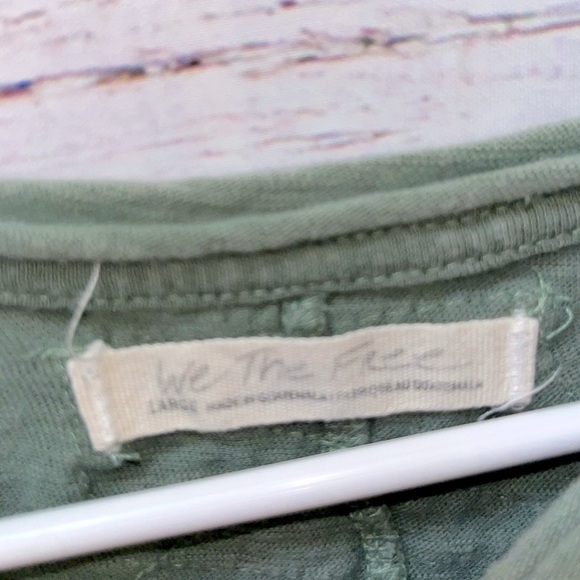 Free People Be My Baby Cotton T-Shirt In Washed Army - Picture 8 of 9